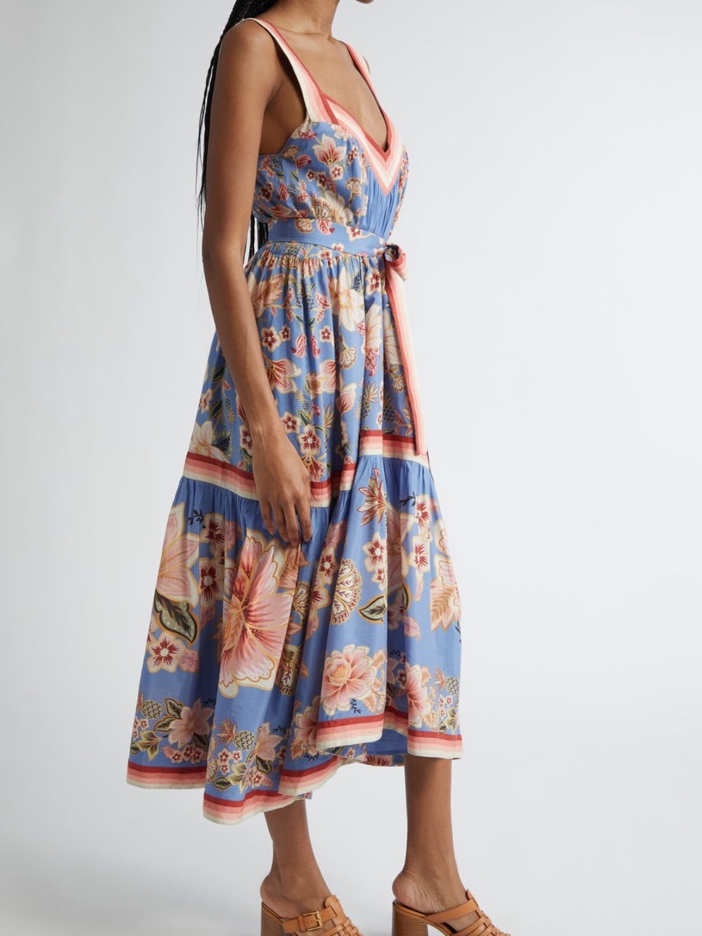FARM Rio Super Bloom Tapestry Blue Angled Maxi Dress Size Small NWT - Picture 2 of 10